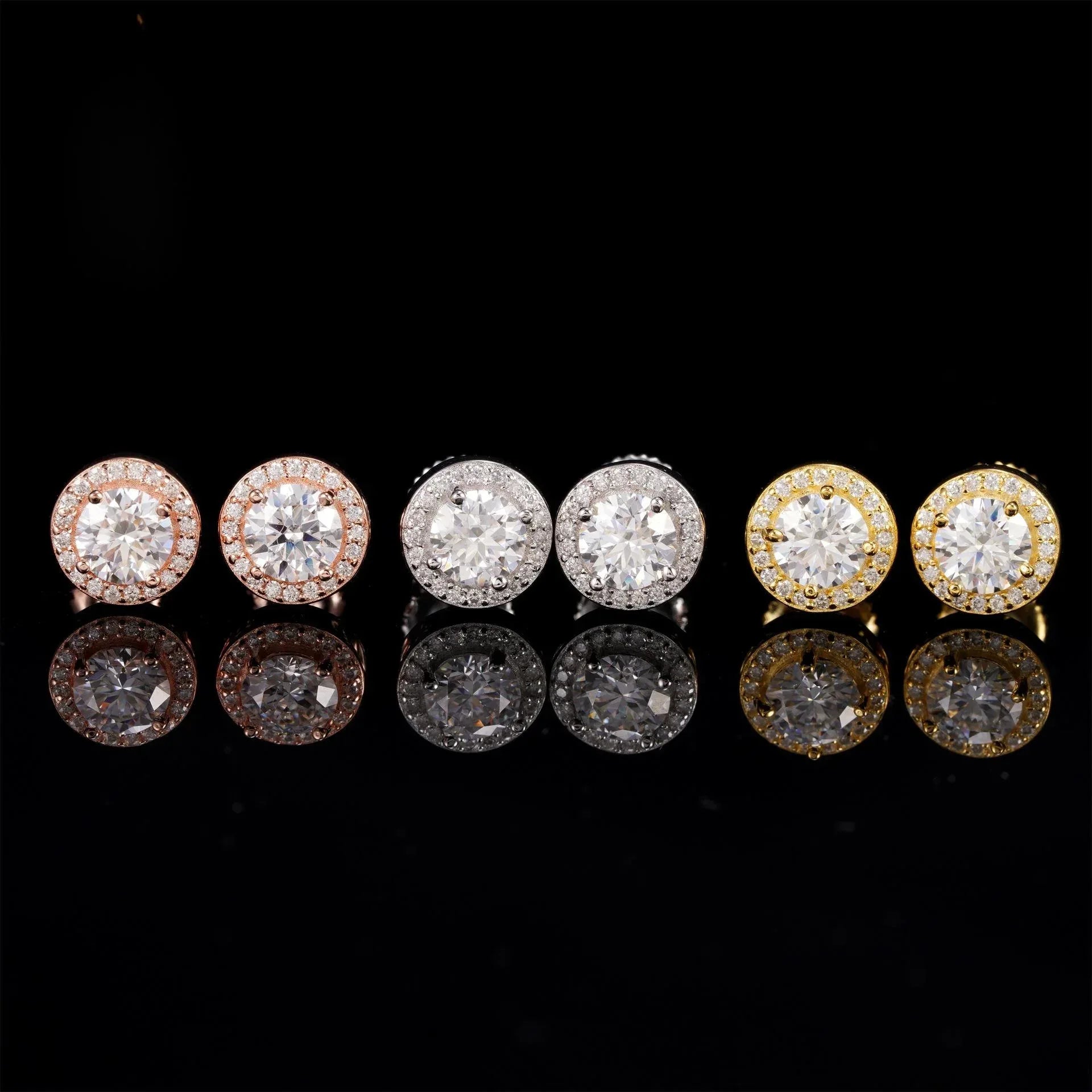 S925 Silver 8mm Moissanite Look Round Stud Earrings - CaratixJewelry